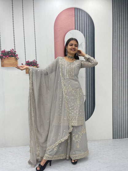 Fox Georgette Embroidered Palazzo Set