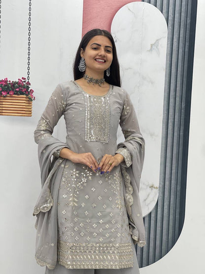 Fox Georgette Embroidered Palazzo Set