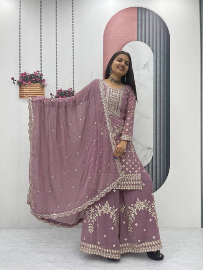 Fox Georgette Embroidered Palazzo Set