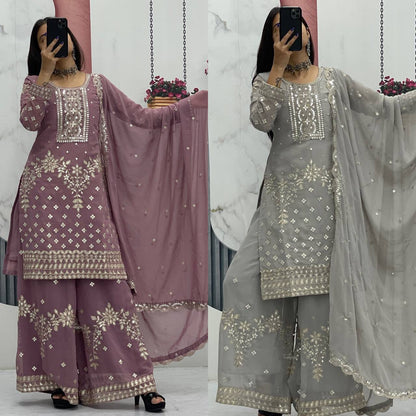 Fox Georgette Embroidered Palazzo Set