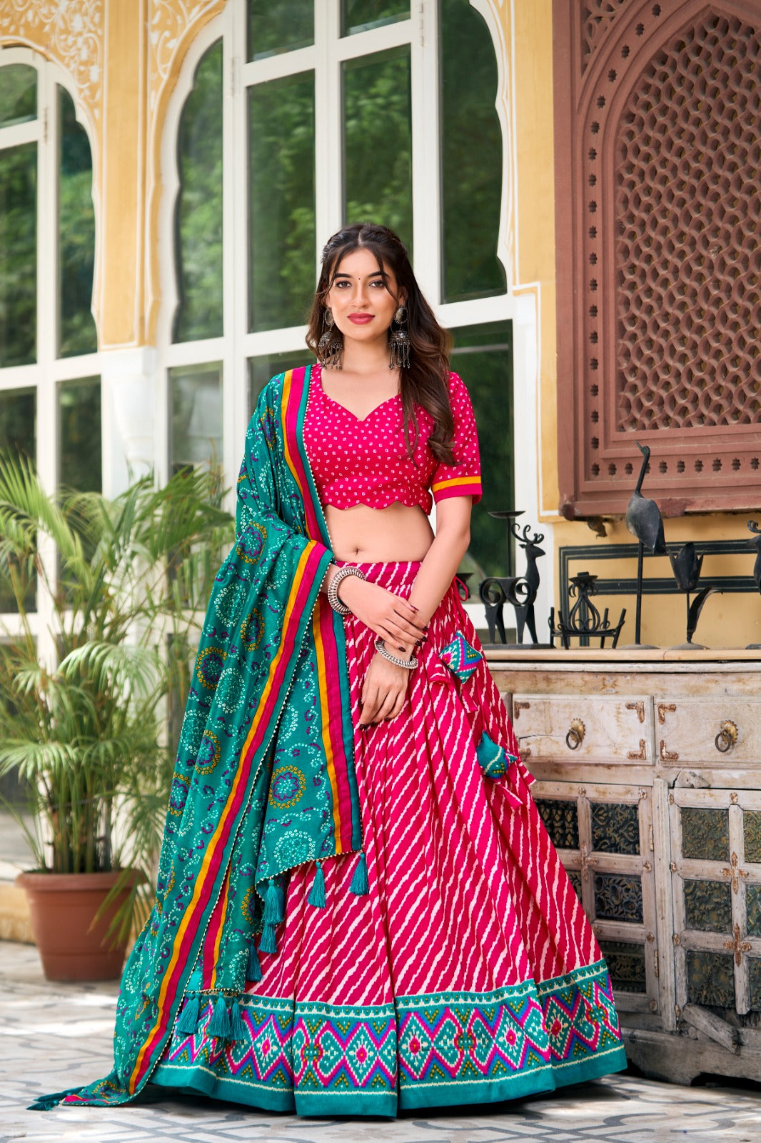 Tasar Silk Printed Lehenga Choli with Dupatta