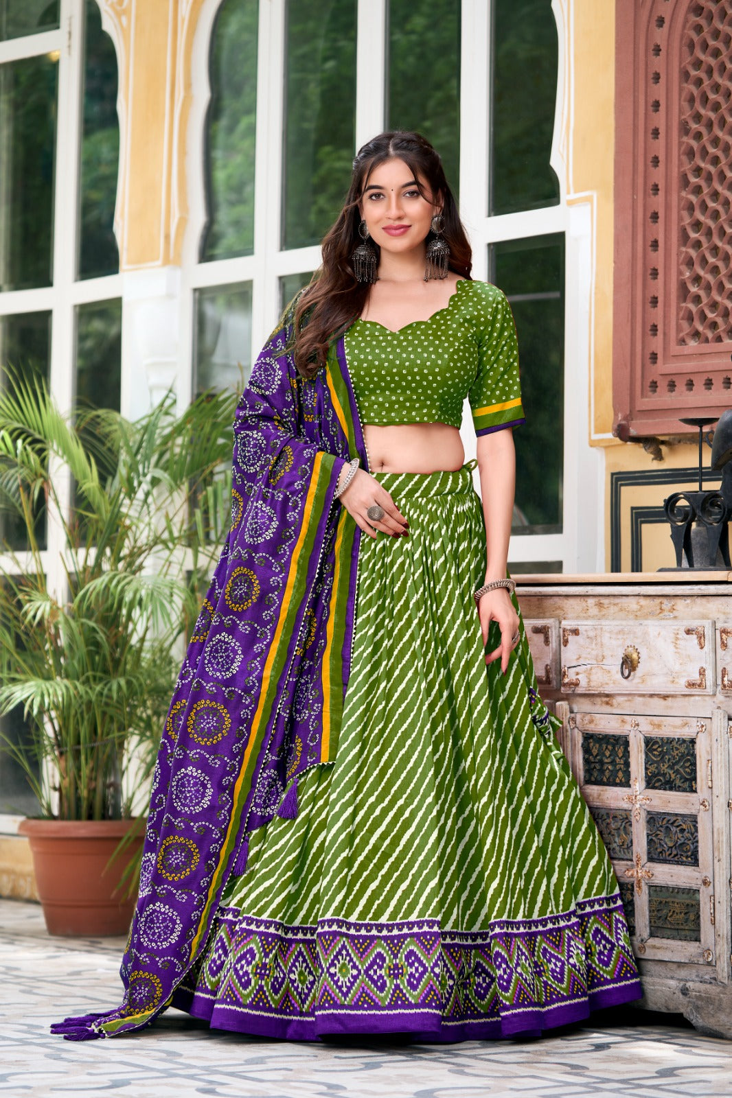 Tasar Silk Printed Lehenga Choli with Dupatta