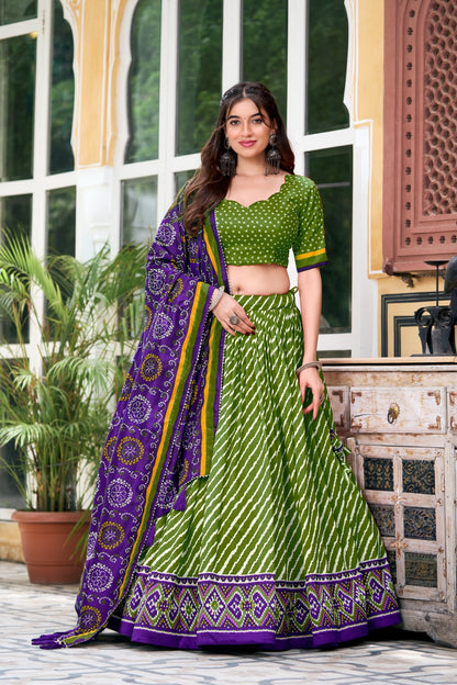 Tasar Silk Printed Lehenga Choli with Dupatta