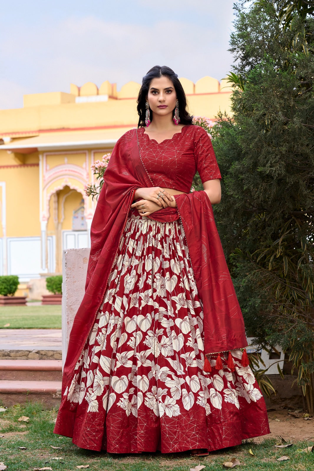 Tasar Silk Printed Lehenga Choli with Dupatta