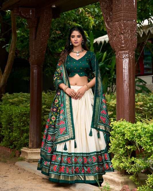 Tasar Silk Printed Lehenga Choli with Dupatta