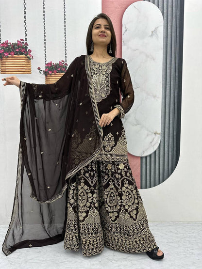 Fox Georgette Embroidered Palazzo Set