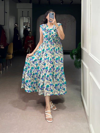 Maslin Silk Floral Print Frock