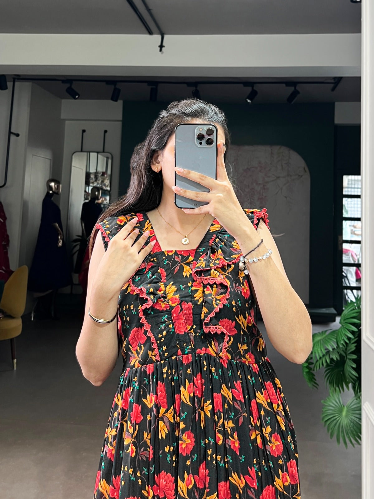 Maslin Silk Floral Print Frock