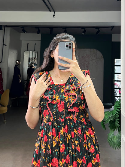 Maslin Silk Floral Print Frock