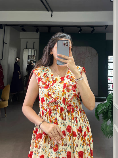 Maslin Silk Floral Print Frock