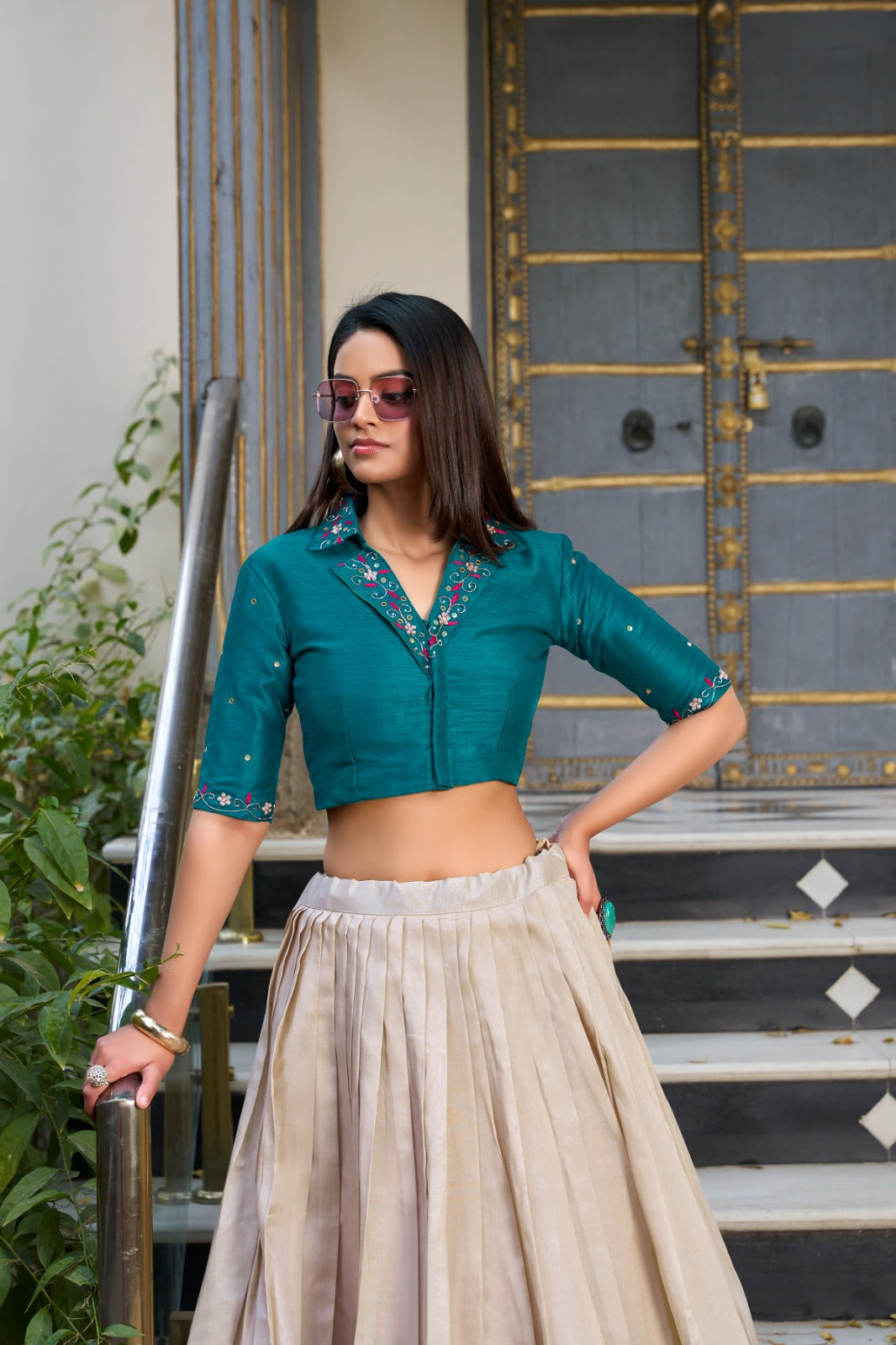 Tussar Silk Floral Print Lehenga Choli (Fully Stitched)