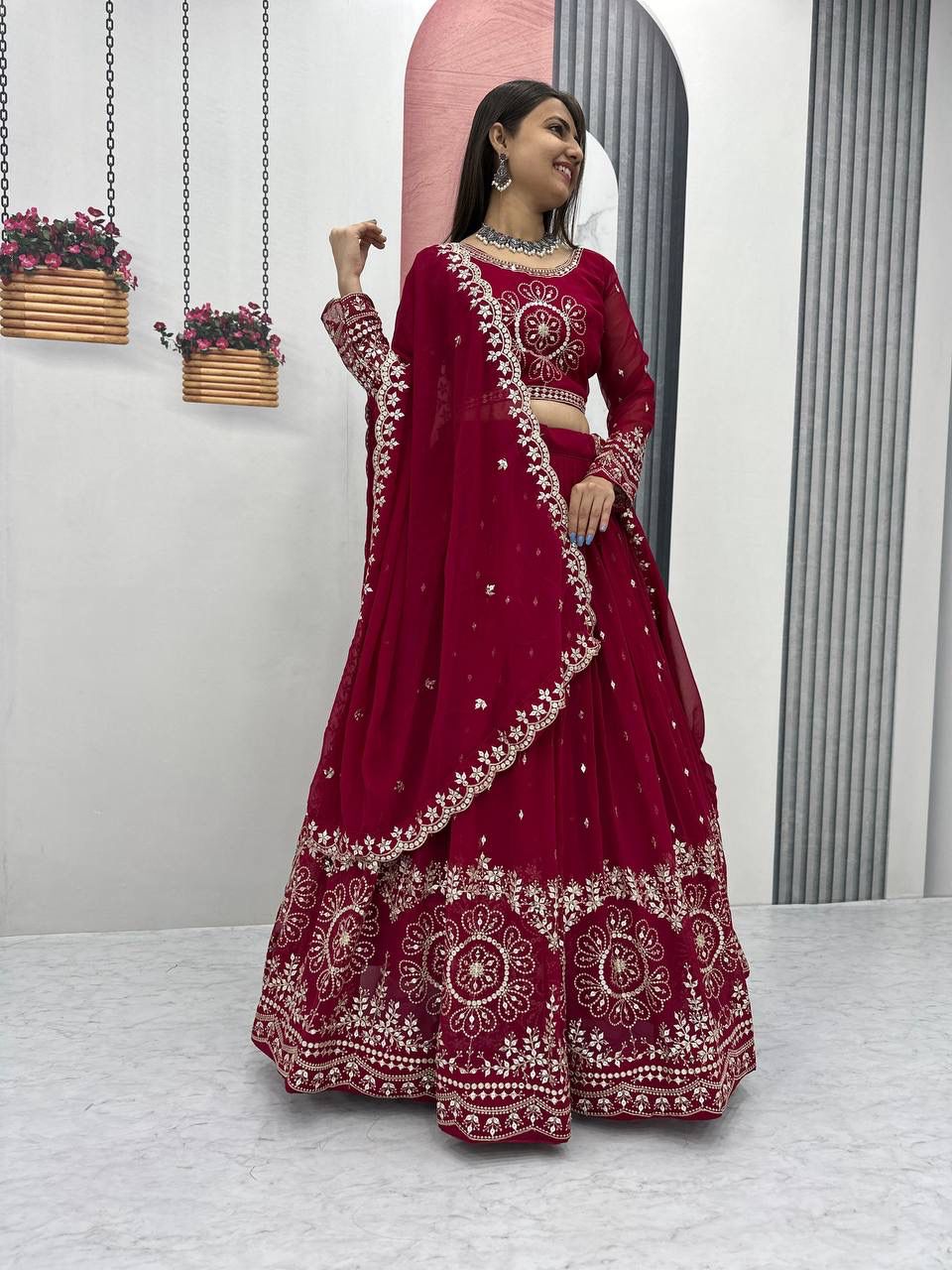 Heavy Fox Georgette Embroidery Lehenga Set