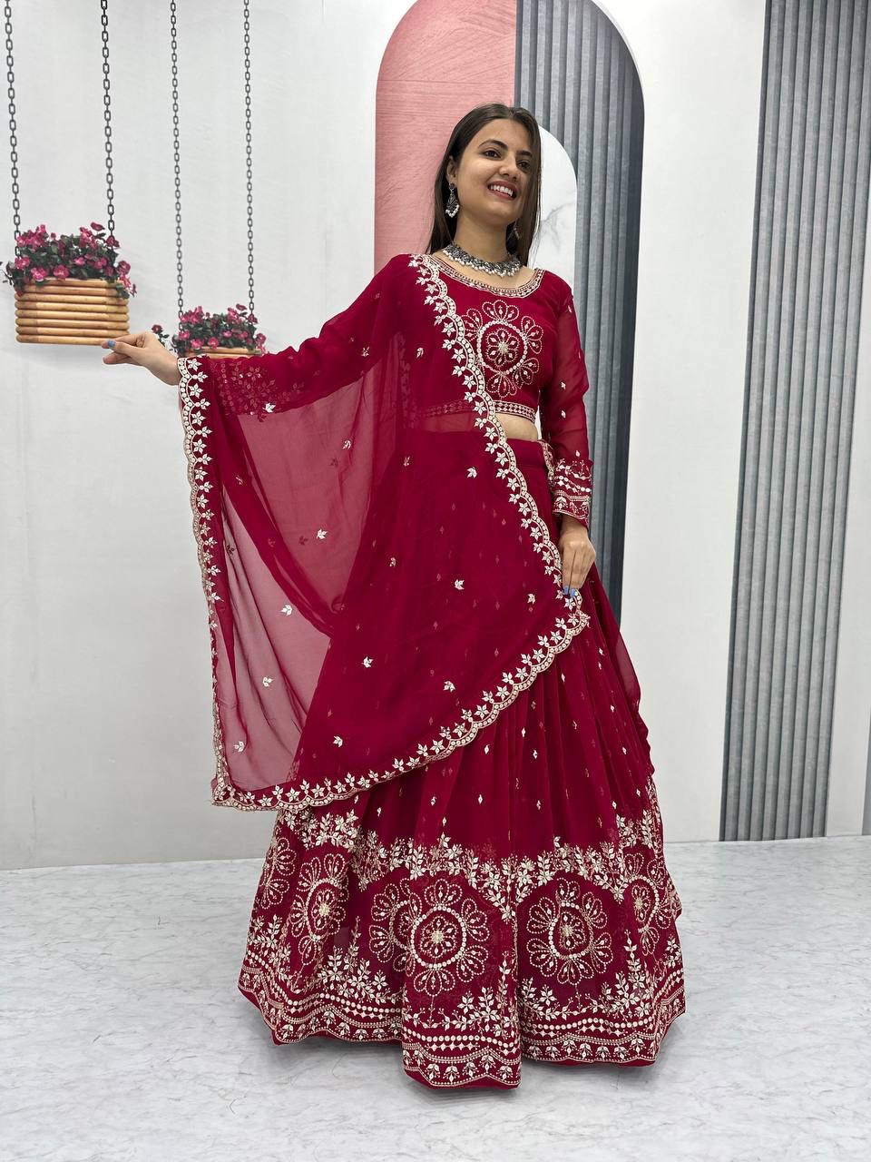 Heavy Fox Georgette Embroidery Lehenga Set