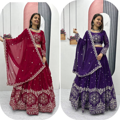 Heavy Fox Georgette Embroidery Lehenga Set