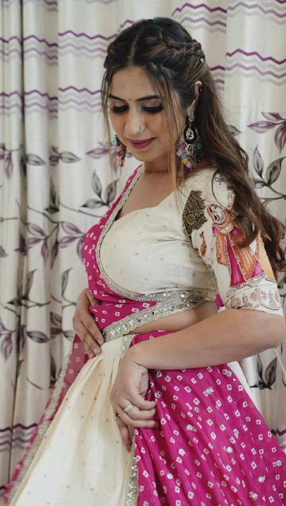 Fully Stitched Dola Silk Lehenga Choli Set with Foil Work & Mill Print Fox Georgette Dupatta