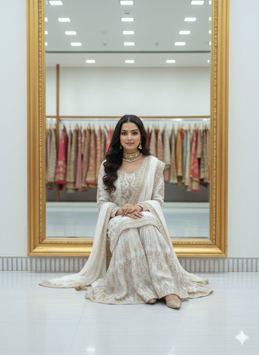 Heavy Chinon Embroidered Sharara Set