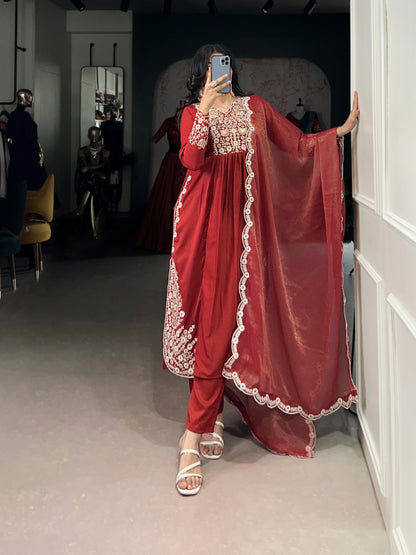 Maska Cotton Embroidered Top Bottom Dupatta Set