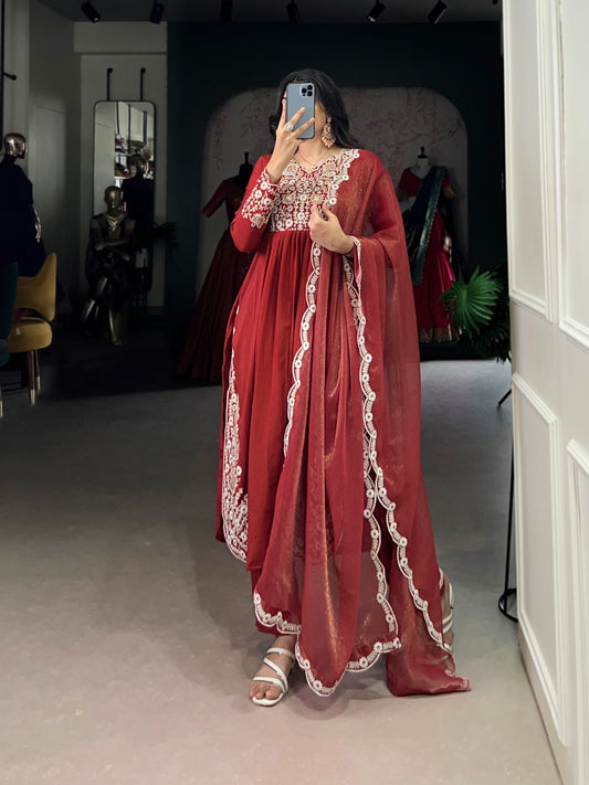 Maska Cotton Embroidered Top Bottom Dupatta Set