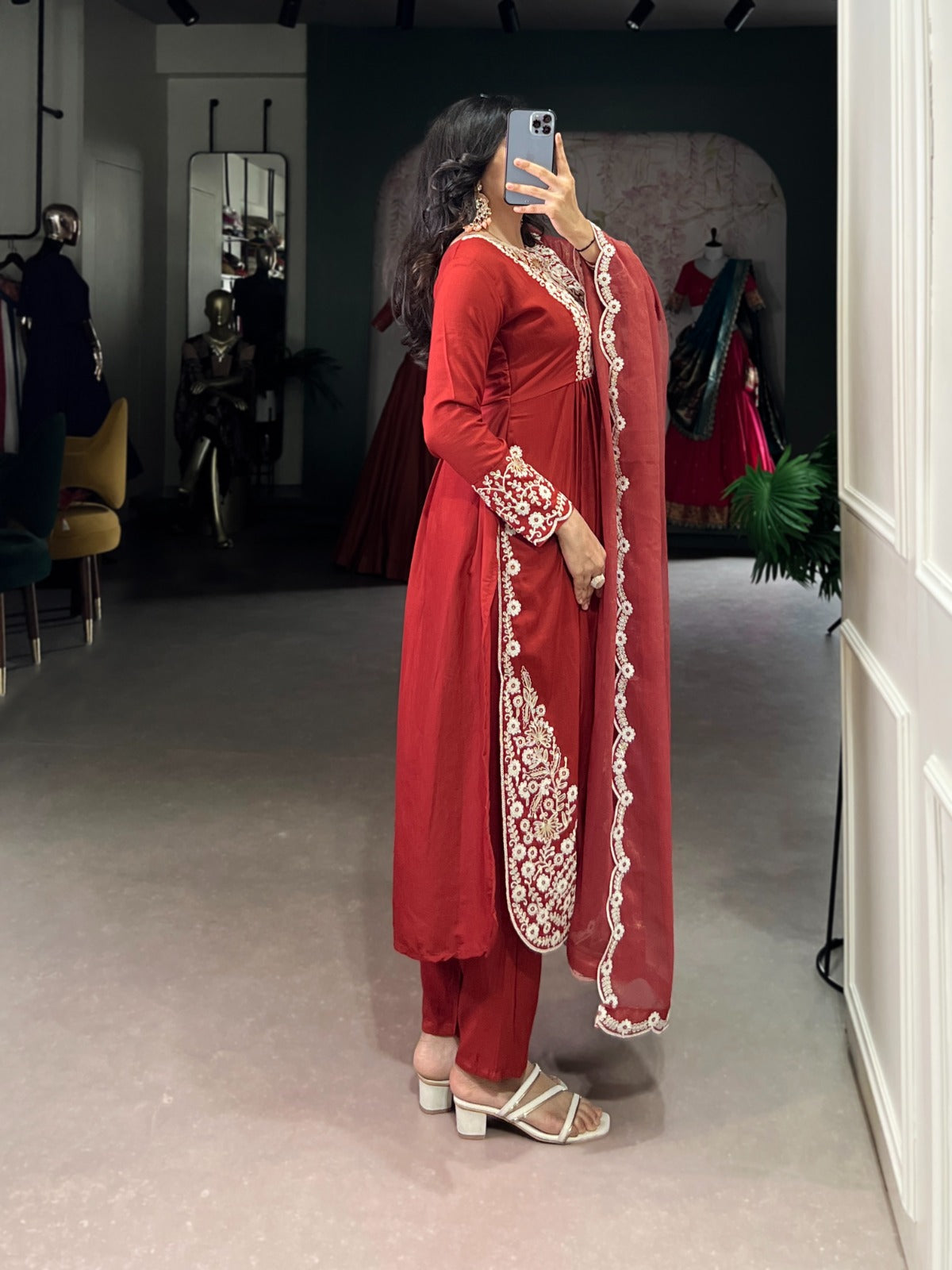 Maska Cotton Embroidered Top Bottom Dupatta Set