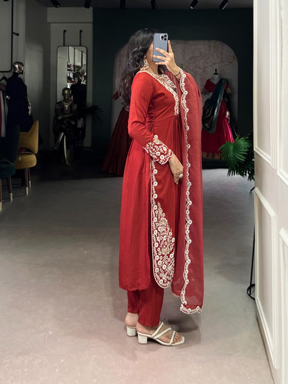 Maska Cotton Embroidered Top Bottom Dupatta Set