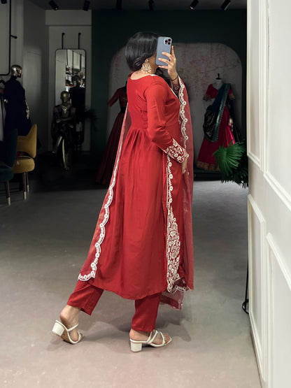 Maska Cotton Embroidered Top Bottom Dupatta Set