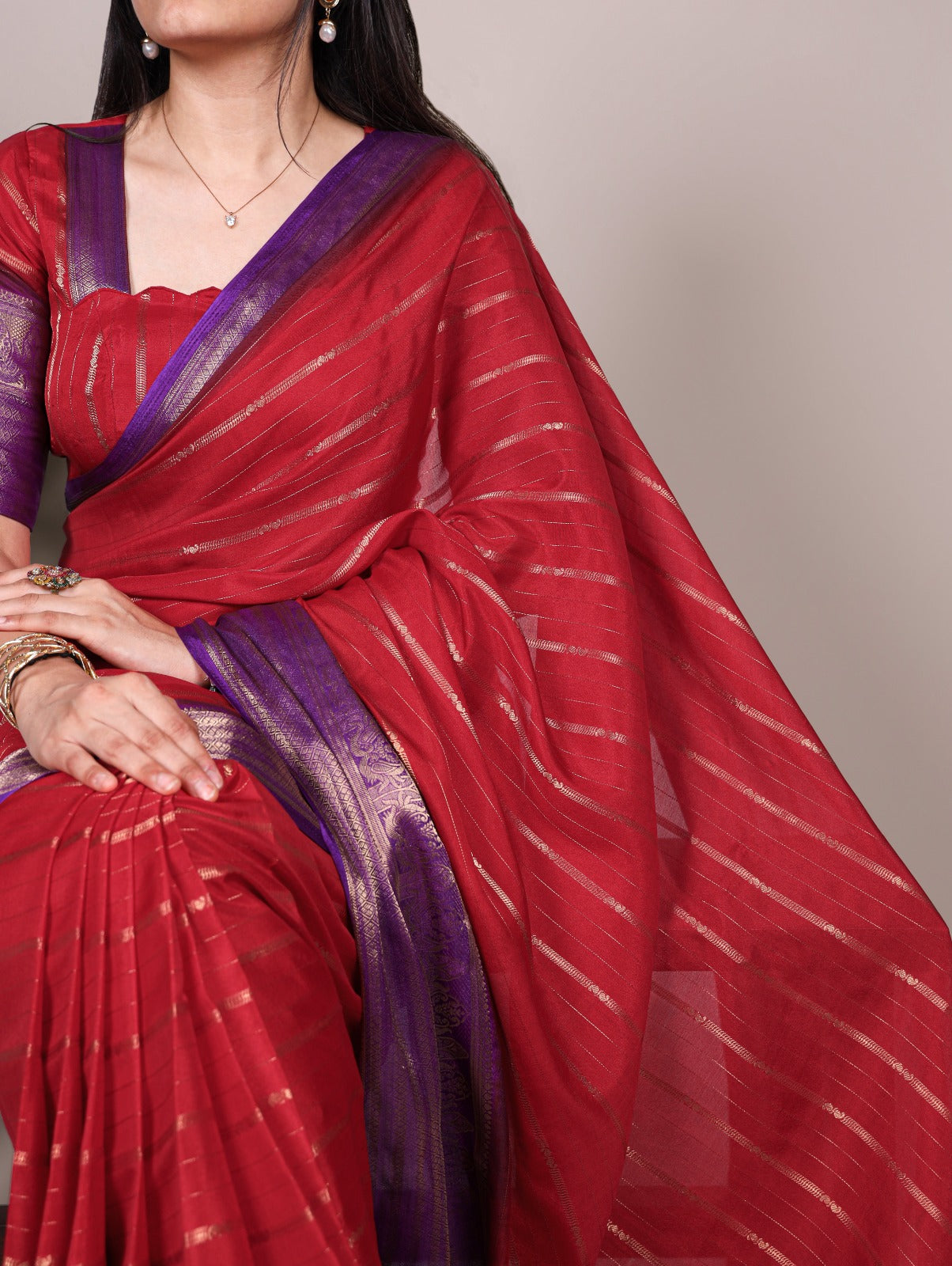 Crepe Zari Weaving Work Saree with Unstitched Crepe Blouse