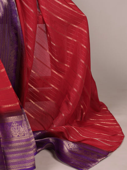 Crepe Zari Weaving Work Saree with Unstitched Crepe Blouse