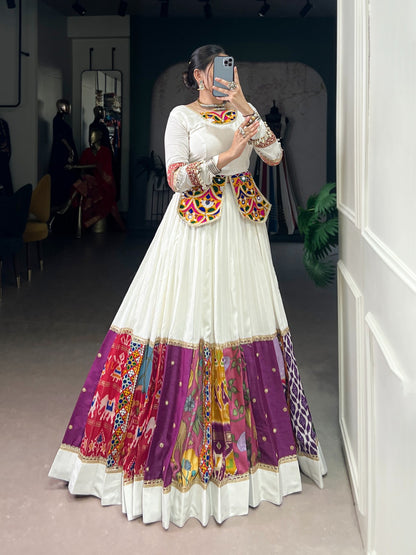 Pure Rayon Multi-Colour Patch Lehenga Choli Set