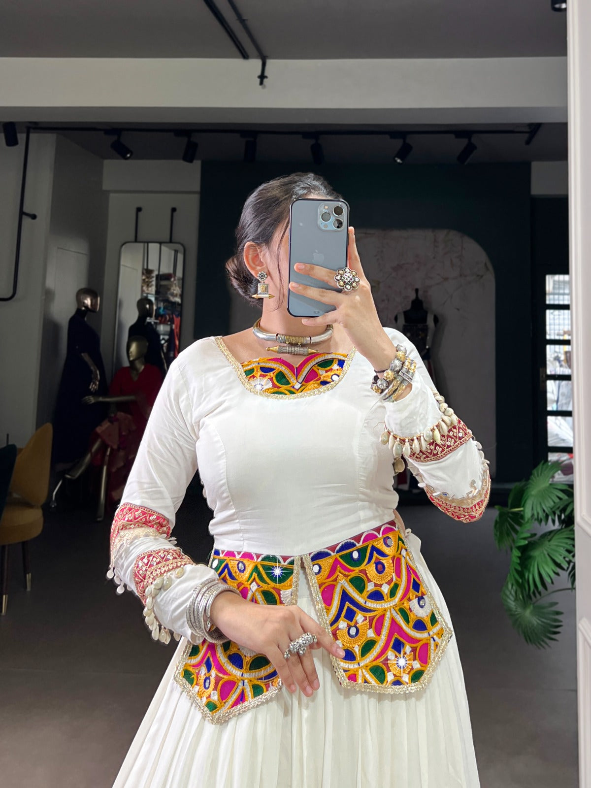 Pure Rayon Multi-Colour Patch Lehenga Choli Set