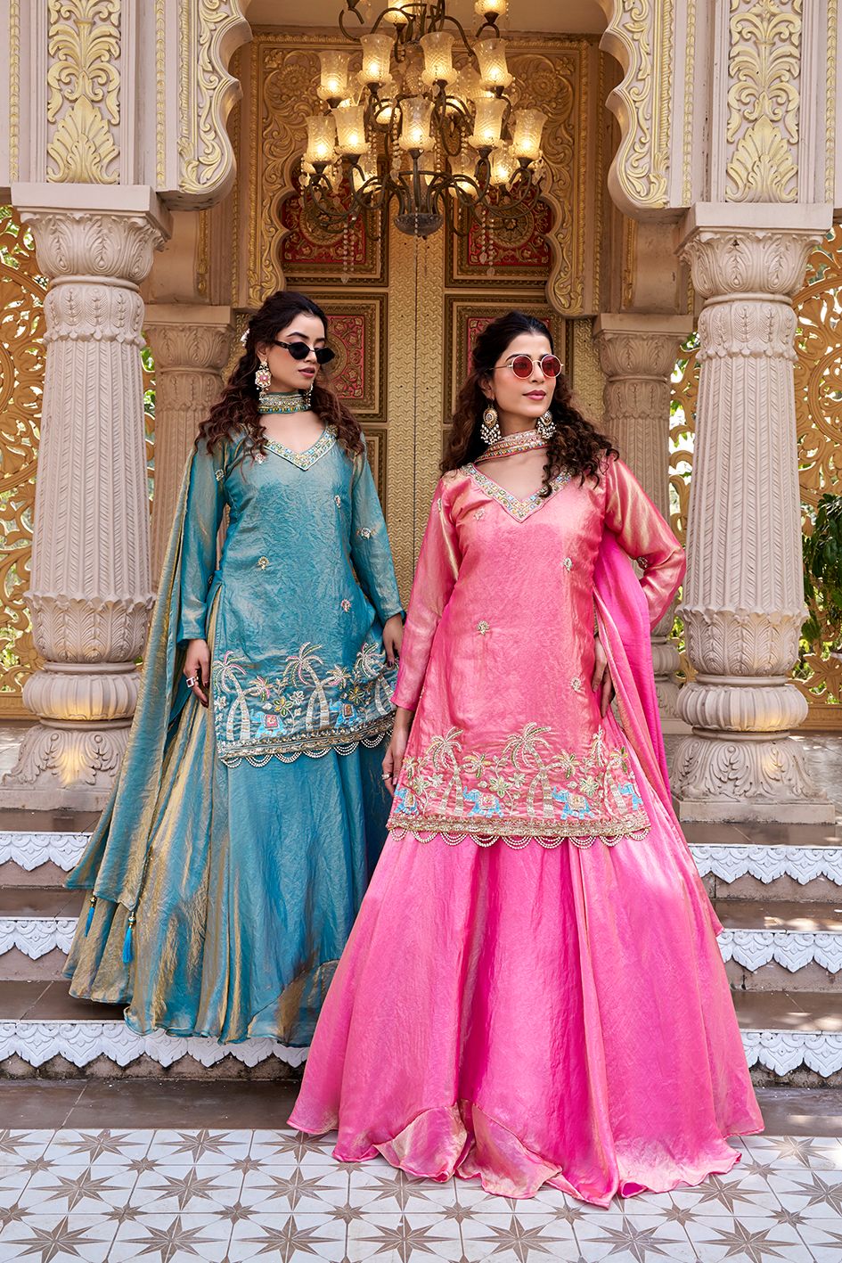 Pure Fendy Embroidered Kurti Lehenga Set with Moti & Sequence Work