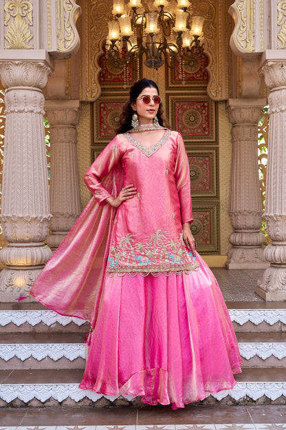 Pure Fendy Embroidered Kurti Lehenga Set with Moti & Sequence Work