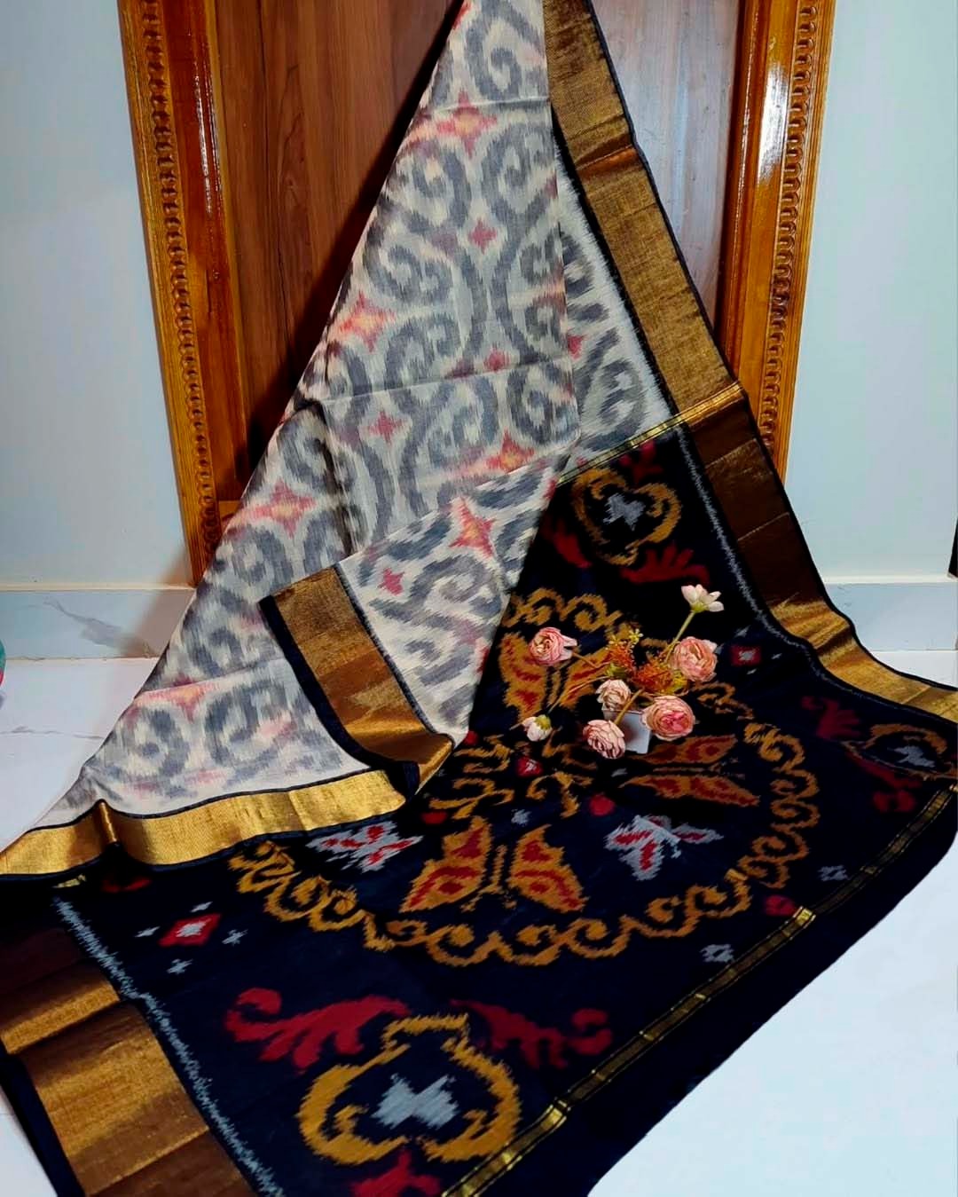 Pochampalli designer printed and dolla silk fabric sarees