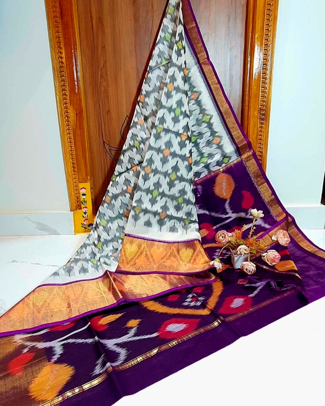 Pochampalli designer printed and dolla silk fabric sarees