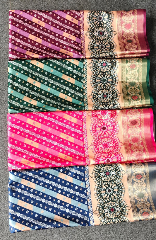 Sawan Special Royal Pink Bandhej Embroidered Saree