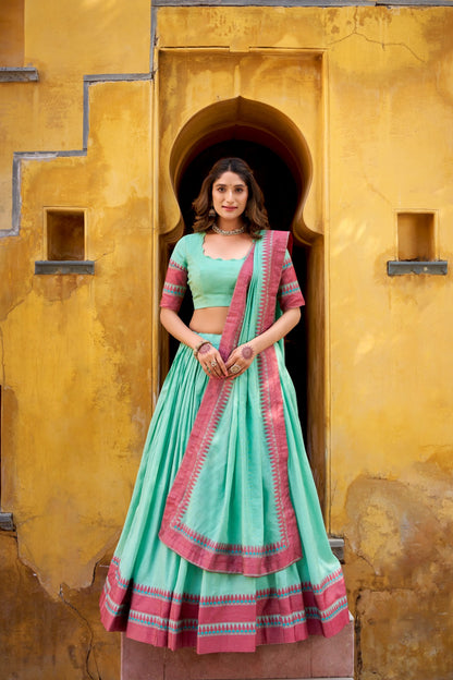 Chanderi Thread Work Lehenga Choli