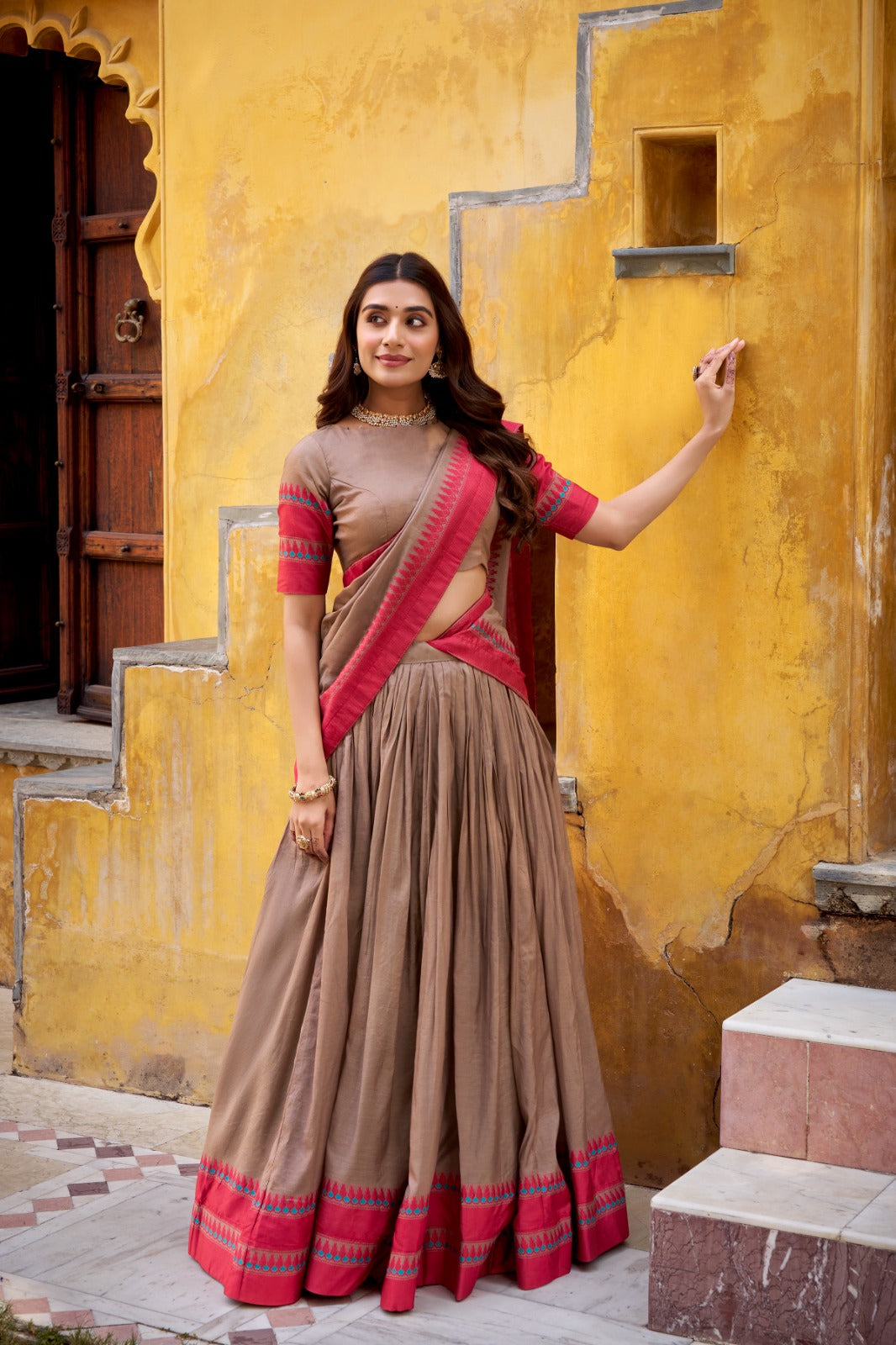 Chanderi Thread Work Lehenga Choli