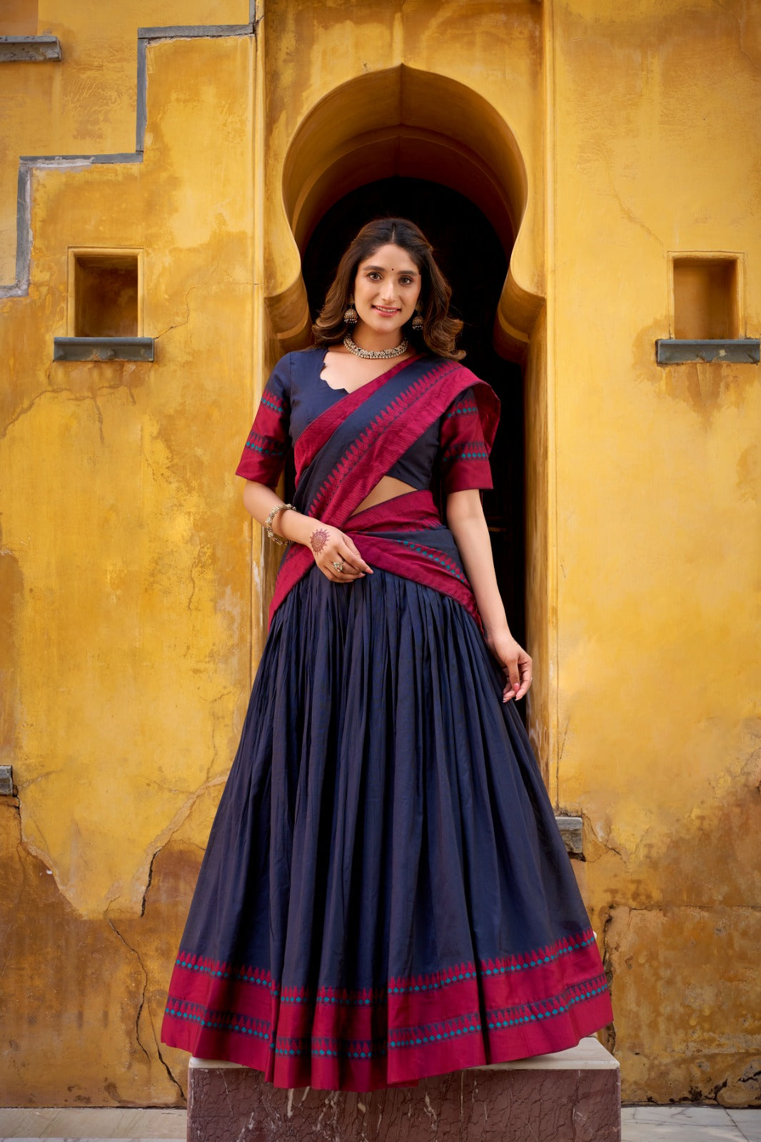 Chanderi Thread Work Lehenga Choli