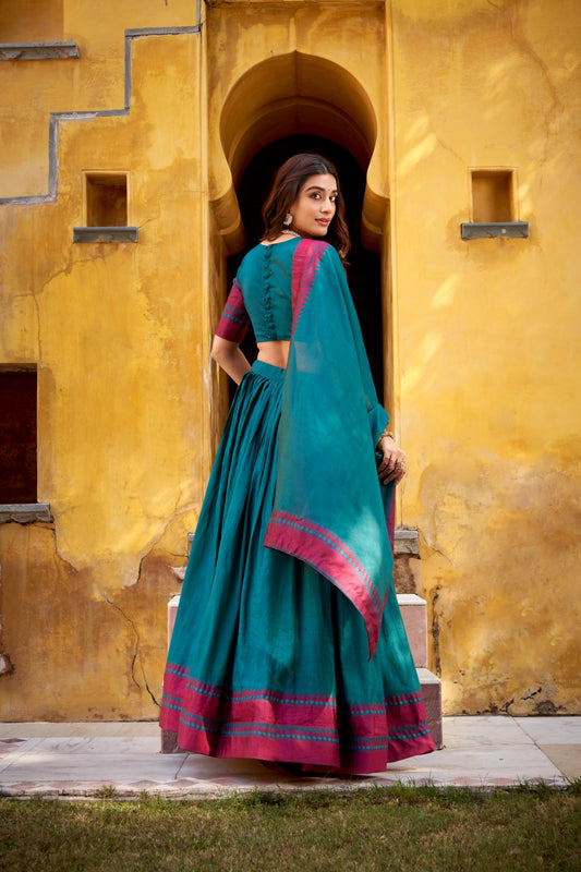 Chanderi Thread Work Lehenga Choli