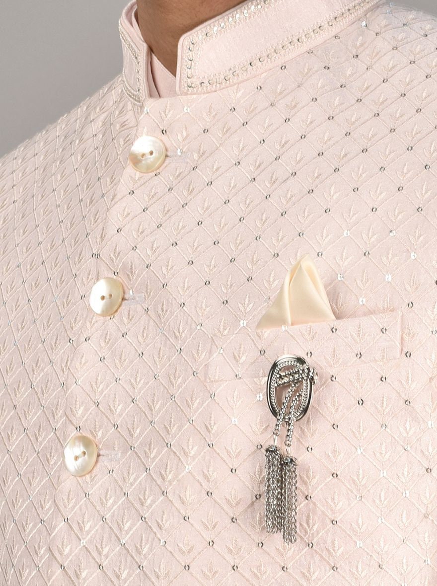 Pink Embroidered Jodhpuri Suit: Men's Wedding Indowestern