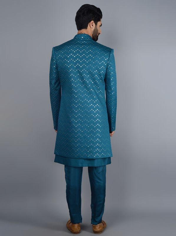 handmade embroidery mens wedding wear indowestern, function wear, festival wear, sherwani long waistcoat mens wear, embroidery indowestern