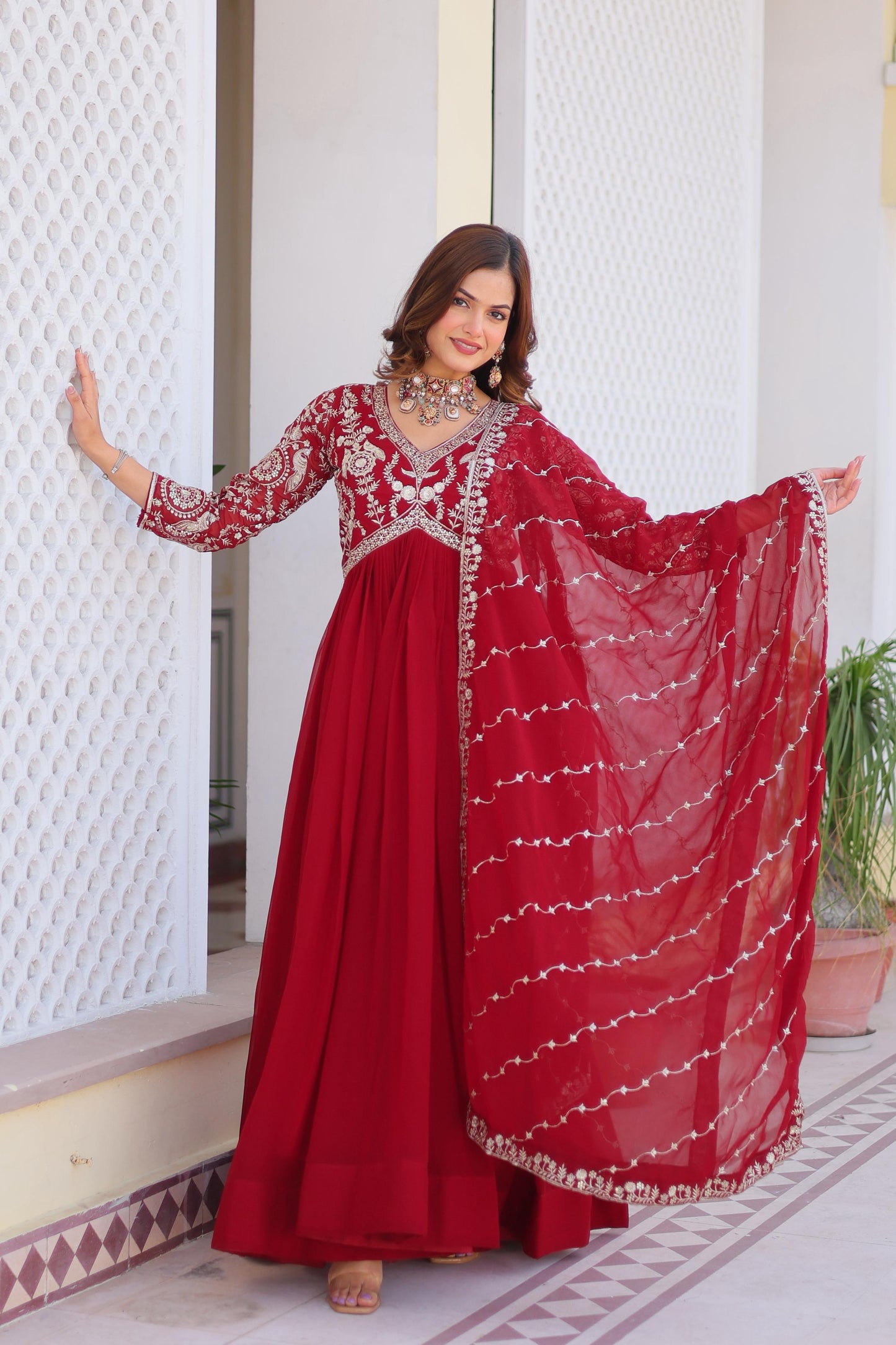Fox Georgette Heavy Sequence Embroidery Gown with Dupatta