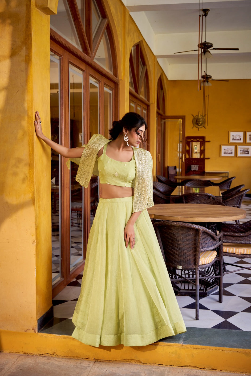 Allnen Crush Lehenga Choli with Embroidered Koti Set