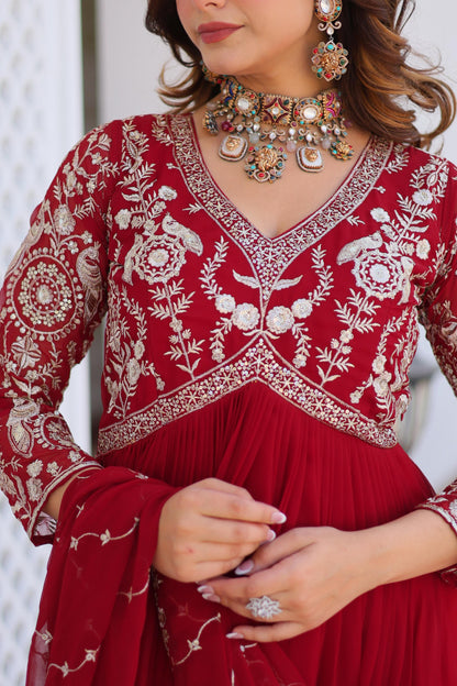 Fox Georgette Heavy Sequence Embroidery Gown with Dupatta