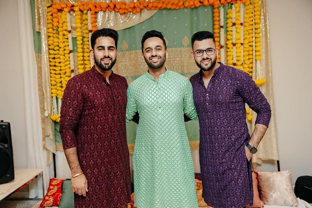 Rose Brown Chikankari Kurta Pyjama Set: Indian Wedding Outfit