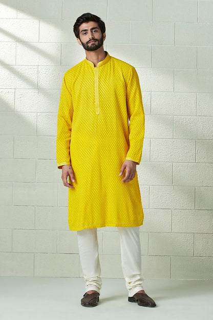 Handmade georgette embroidery Costom Fit Mens kurta Churidar set for indian wedding wear.