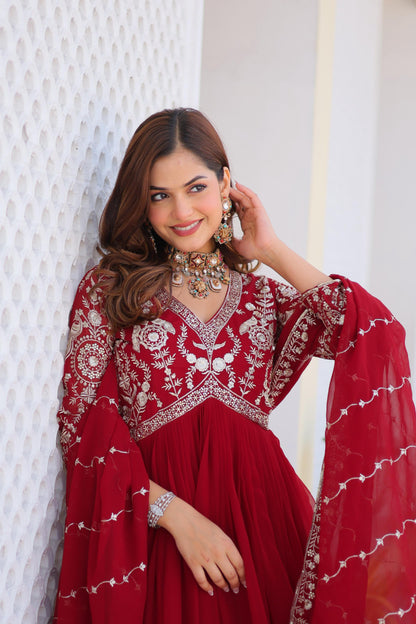 Fox Georgette Heavy Sequence Embroidery Gown with Dupatta