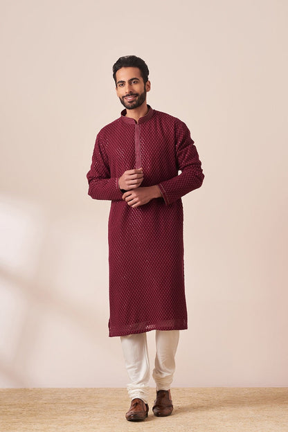 Handmade georgette embroidery Costom Fit Mens kurta Churidar set for indian wedding wear.