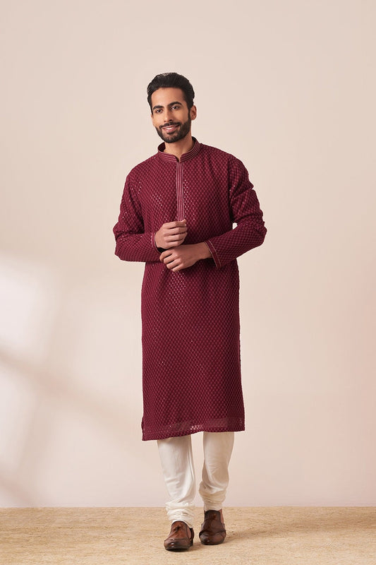 Handmade georgette embroidery Costom Fit Mens kurta Churidar set for indian wedding wear.
