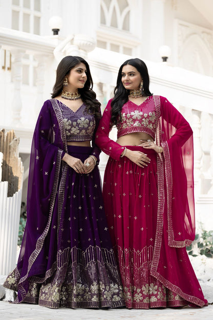 Heavy Fox Georgette Embroidery Sequence Work Lehenga Choli with Dupatta – Fully Stitched