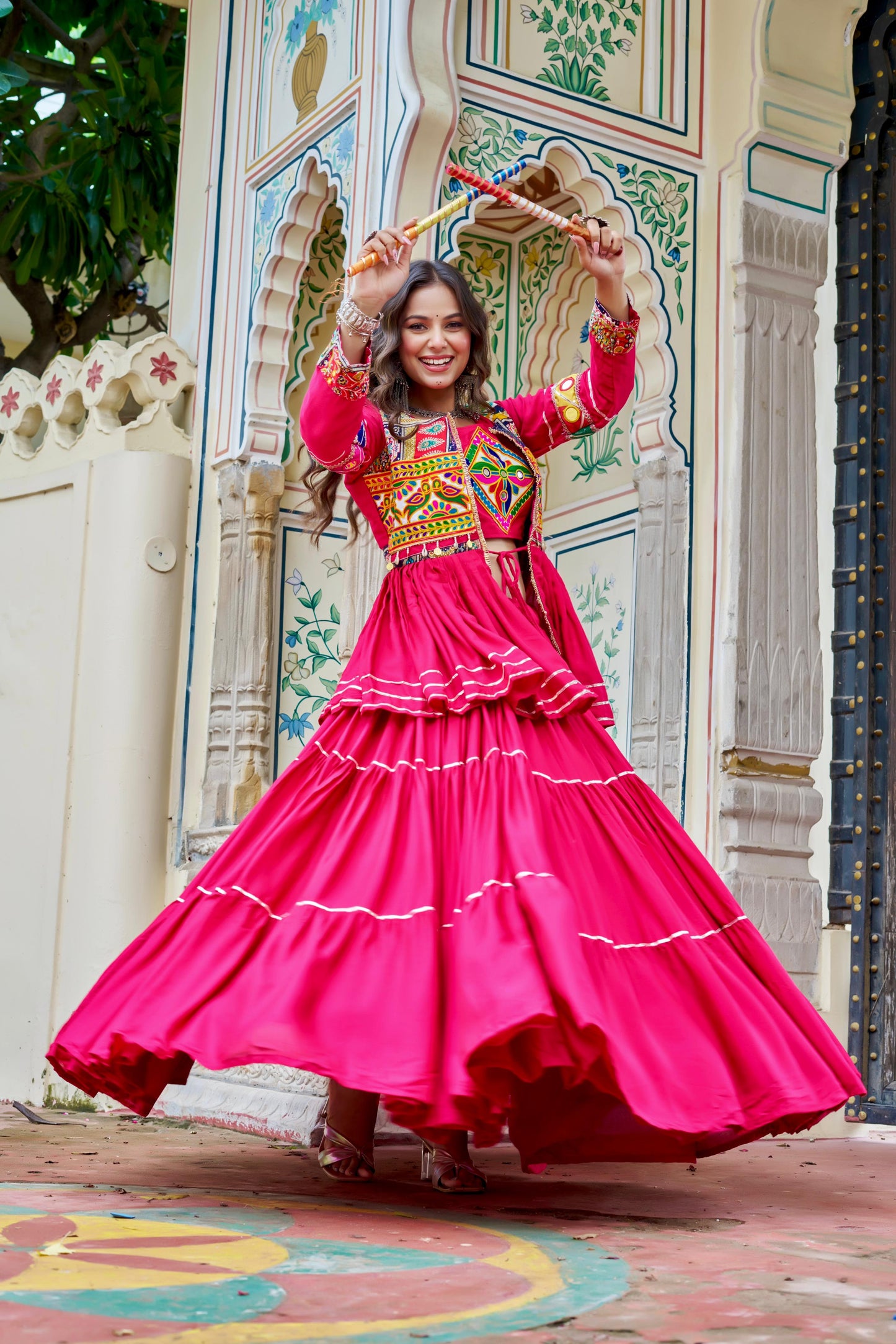 Pure Cotton Gamthi Work Koti Choli Lehenga Set